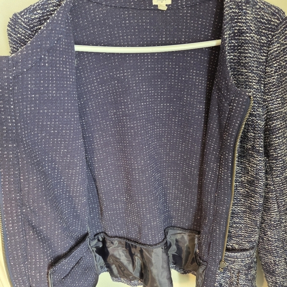 J. Crew Blue And White Jacket With Peplum Trim In Back Size Small - Picture 4 of 4